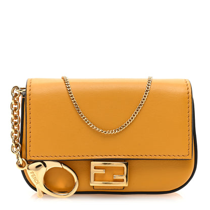 Fendi Vitello Century Opaco Nano Baguette Belt Charm Zucca Oro Soft 1 of 9