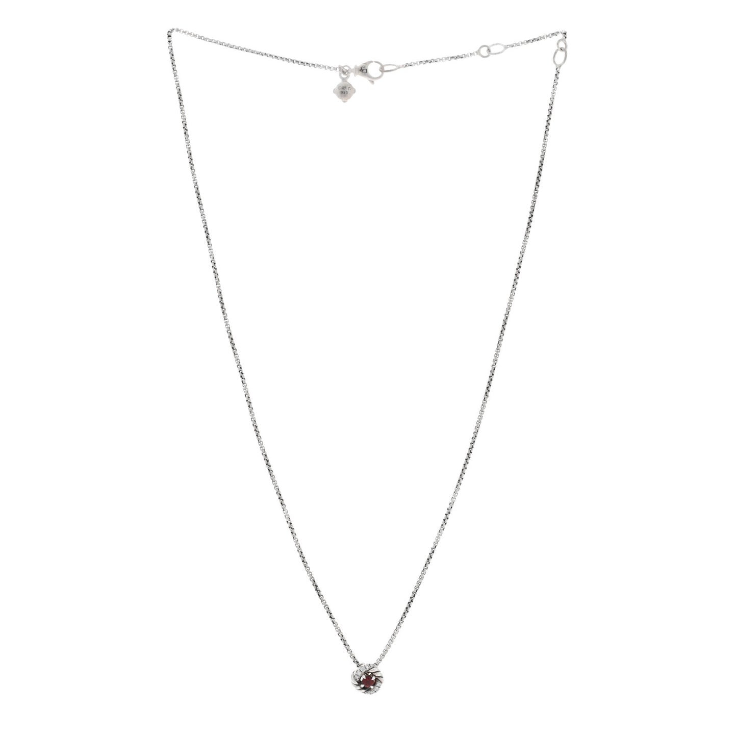 Sterling Silver Diamond Garnet 8mm Petite Infinity Pendant Necklace
