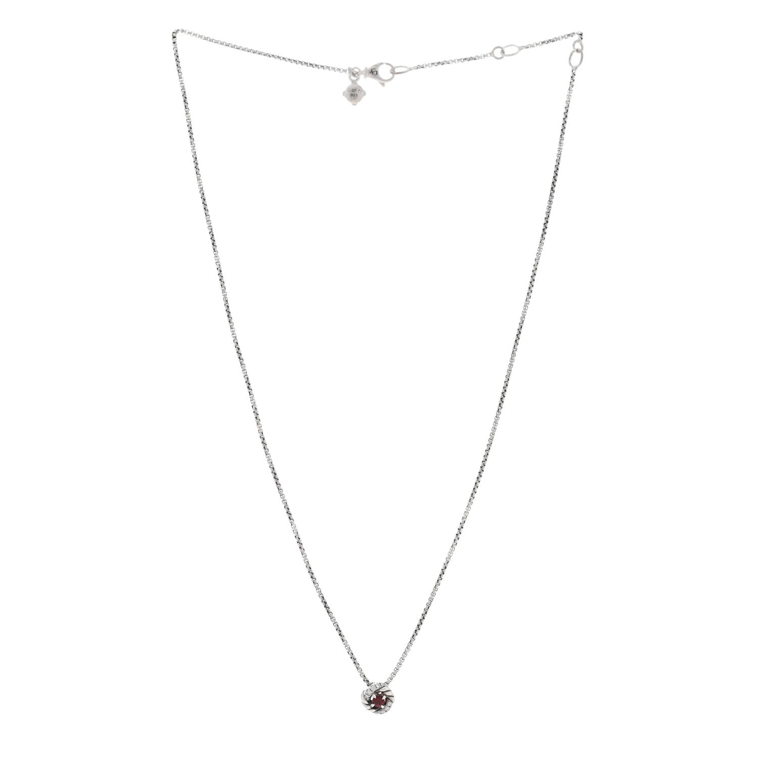 David Yurman Sterling Silver Diamond Garnet 8mm Petite Infinity Pendant Necklace 3 of 5