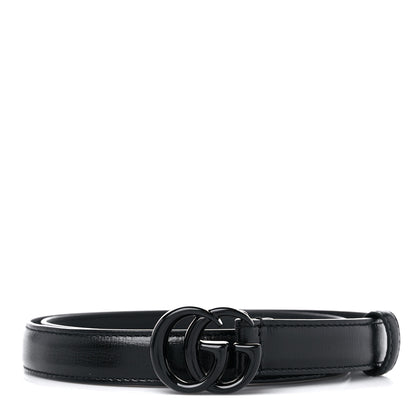 Gucci Azalea Calfskin Enamel Monochrome Double G 20mm Belt 80 32 Black 1 of 4