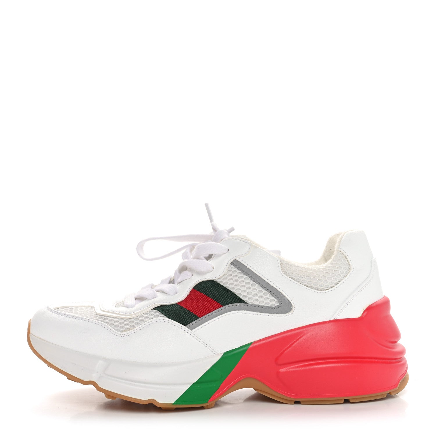 Gucci Lavaredo Eco Fabric Mesh Web Womens Rhyton Reflective Sneakers 37 Great White Water Rose Silver 1 of 9