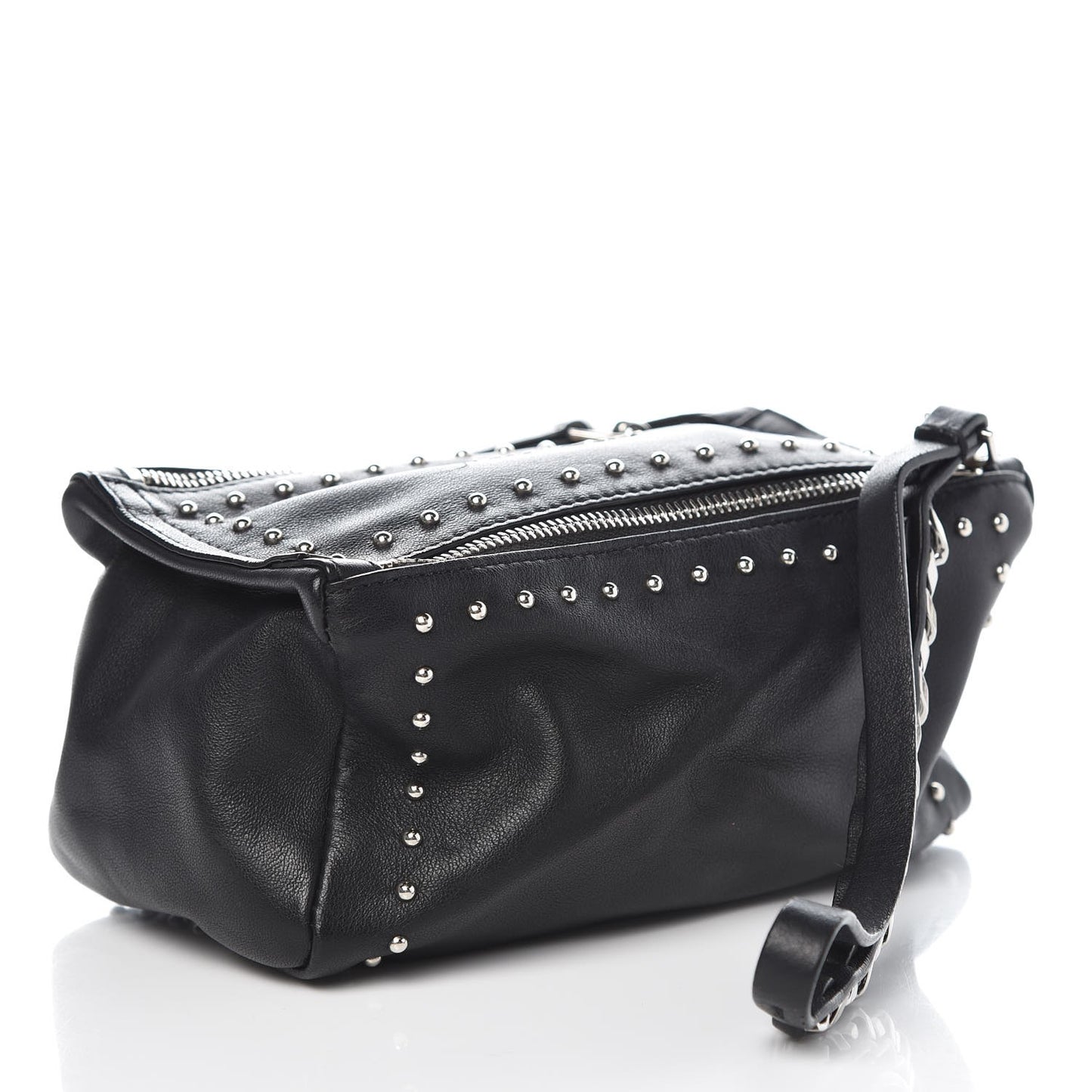 Calfskin Studded Pandora Wristlet Black