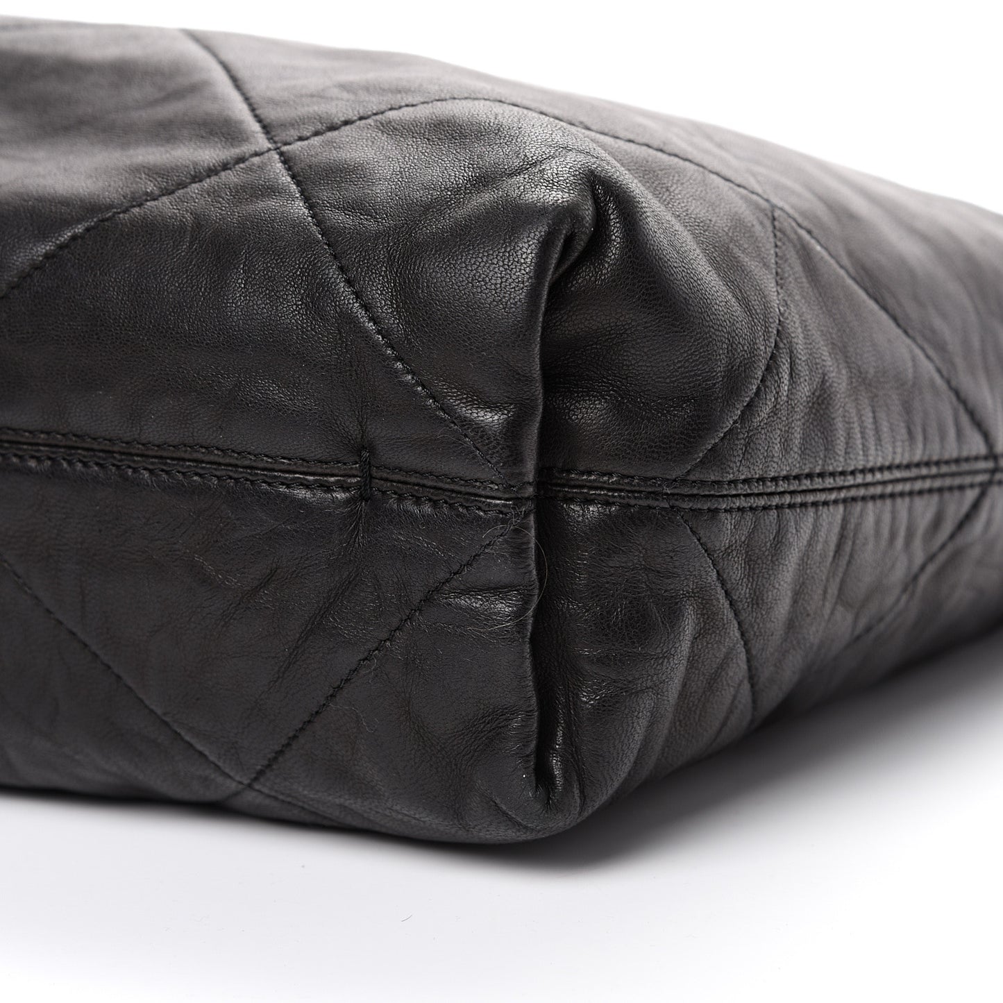 Lambskin Quilted Large Amelia Tote Black
