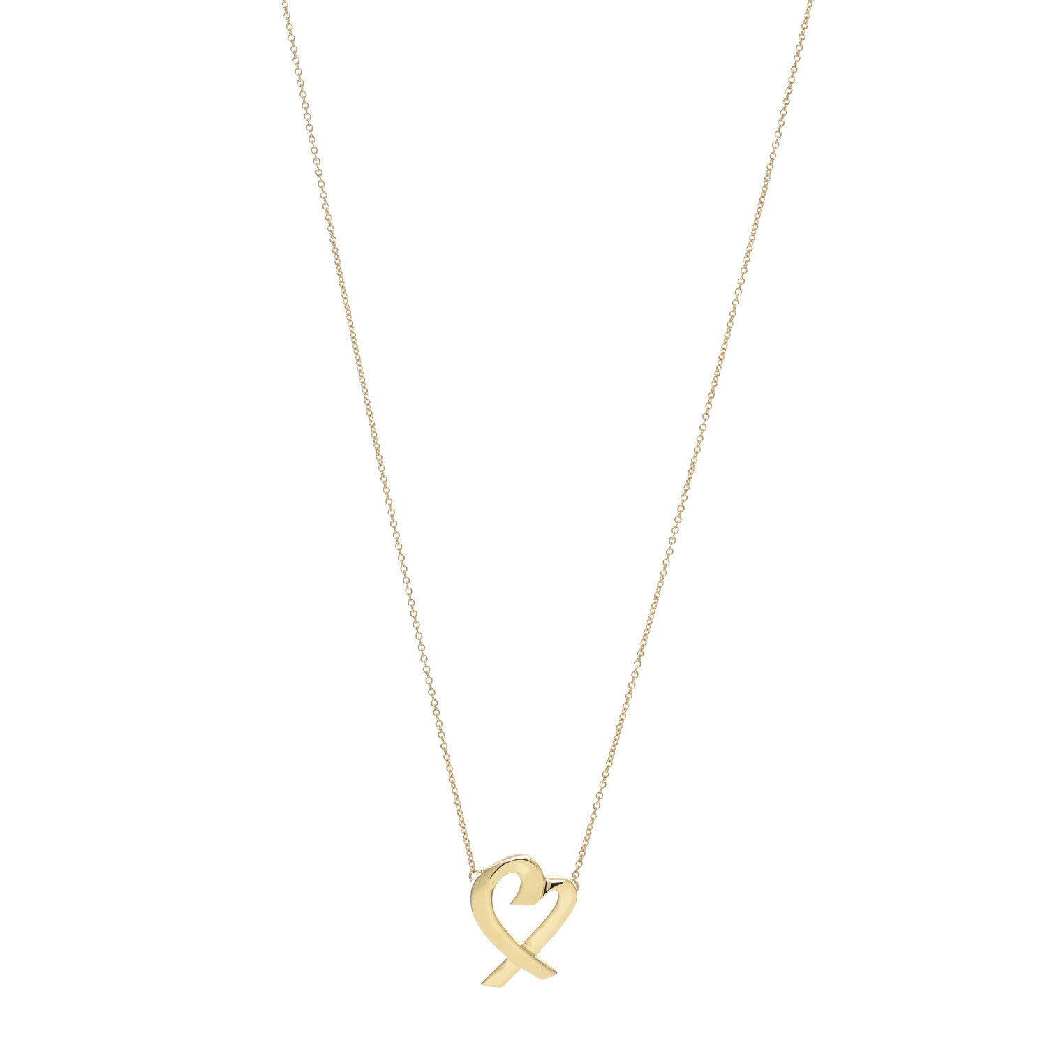 Tiffany 18K Yellow Gold Paloma Picasso Loving Heart Pendant Necklace 1 of 4