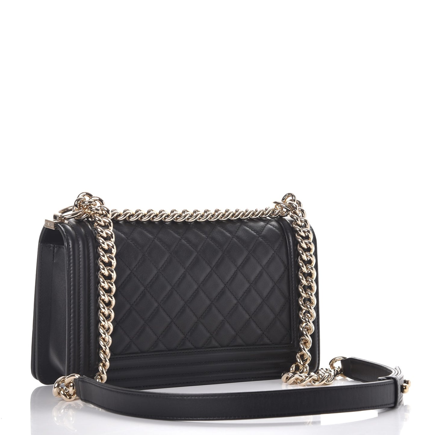 Calfskin Quilted Medium Boy Flap Black