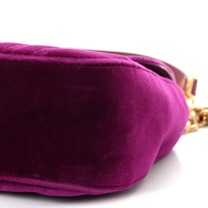 Gucci Velvet Matelasse Small GG Marmont Shoulder Bag Fuchsia Violet Cyclamen 10 of 10