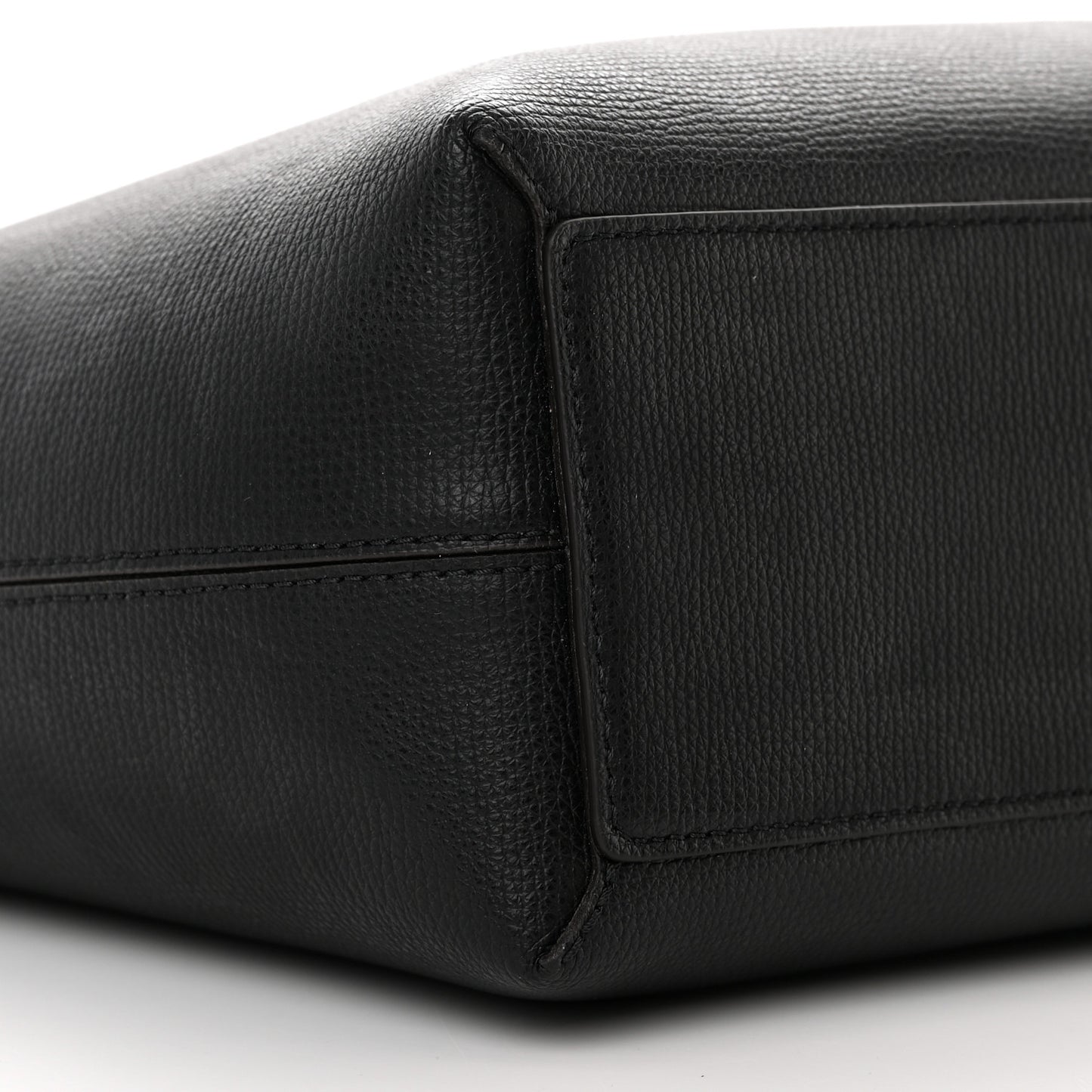 Grainy Calfskin Haymarket Check Medium Reversible Tote Black