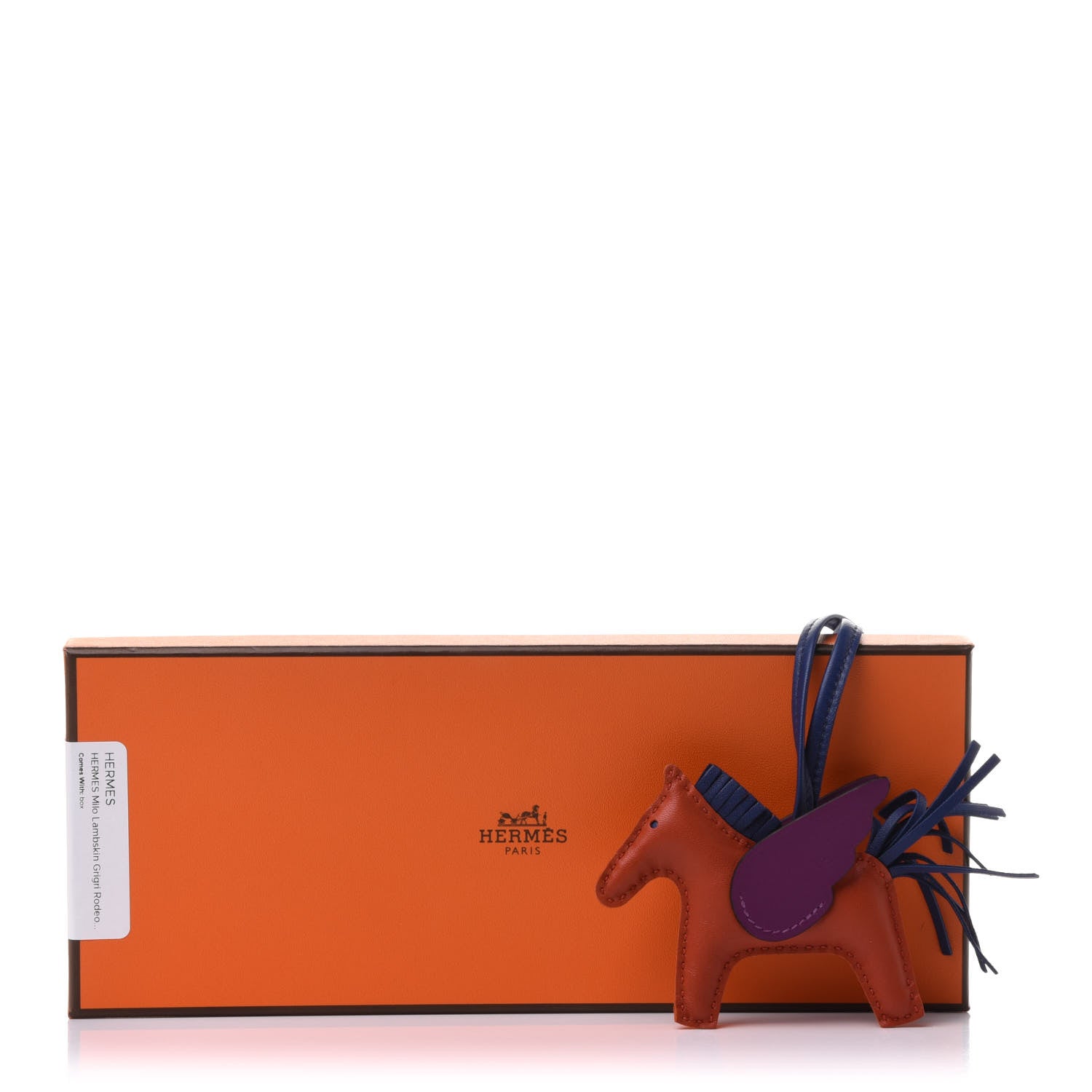 Hermes Milo Lambskin Grigri Rodeo Pegase Horse Bag Charm PM Cornaline Bleu Saphir Anemone 5 of 5