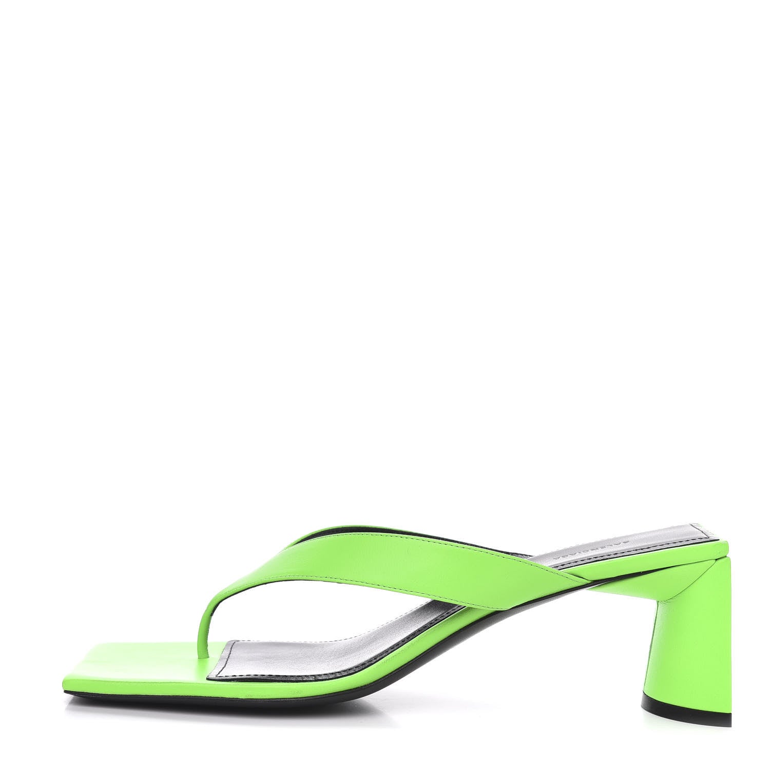Balenciaga Shiny Sheepskin Double Square Flat 60mm Sandals 39.5 Fluo Green Black 1 of 11