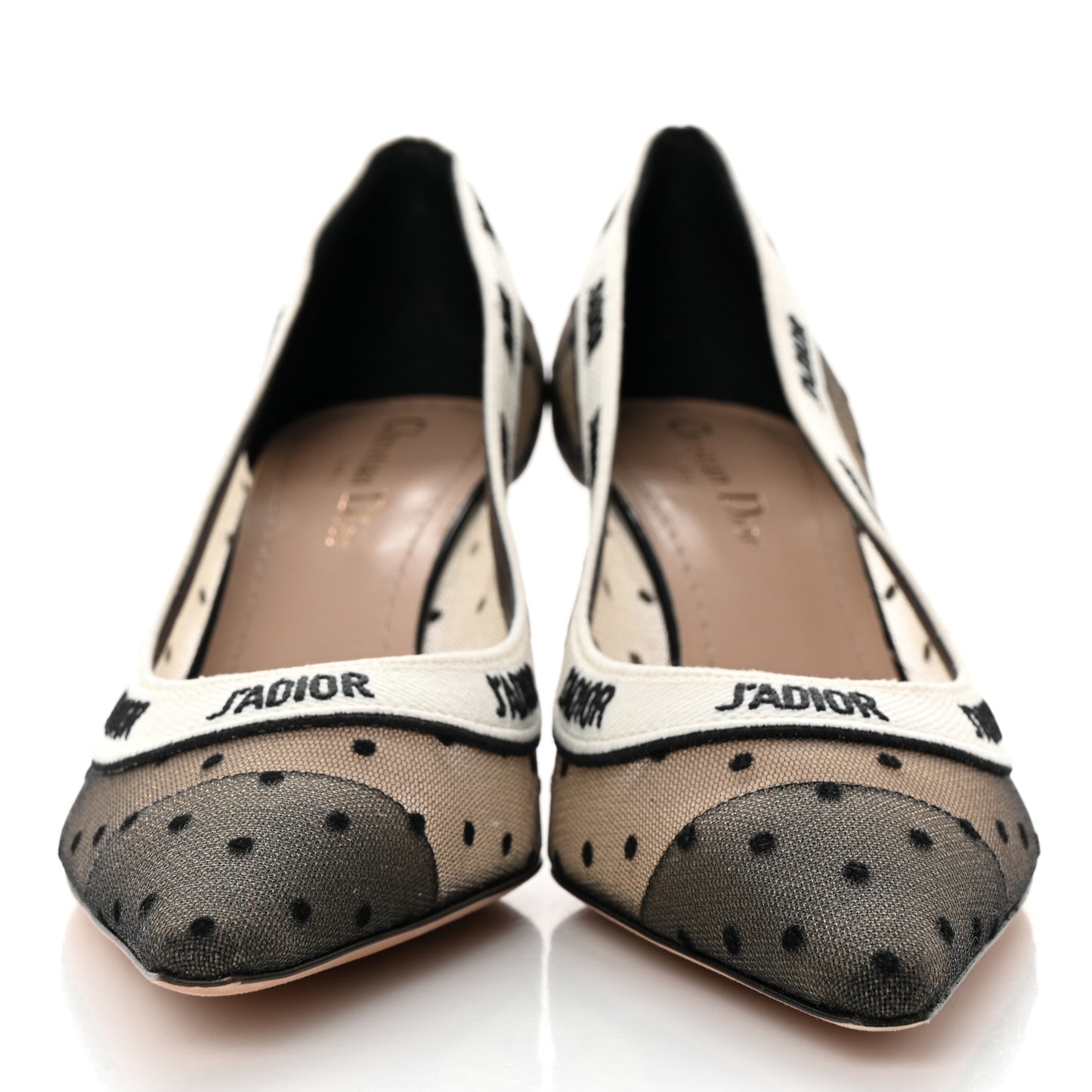 Plumetis Ribbon J'Adior 65mm Pumps 38.5 Black Nude