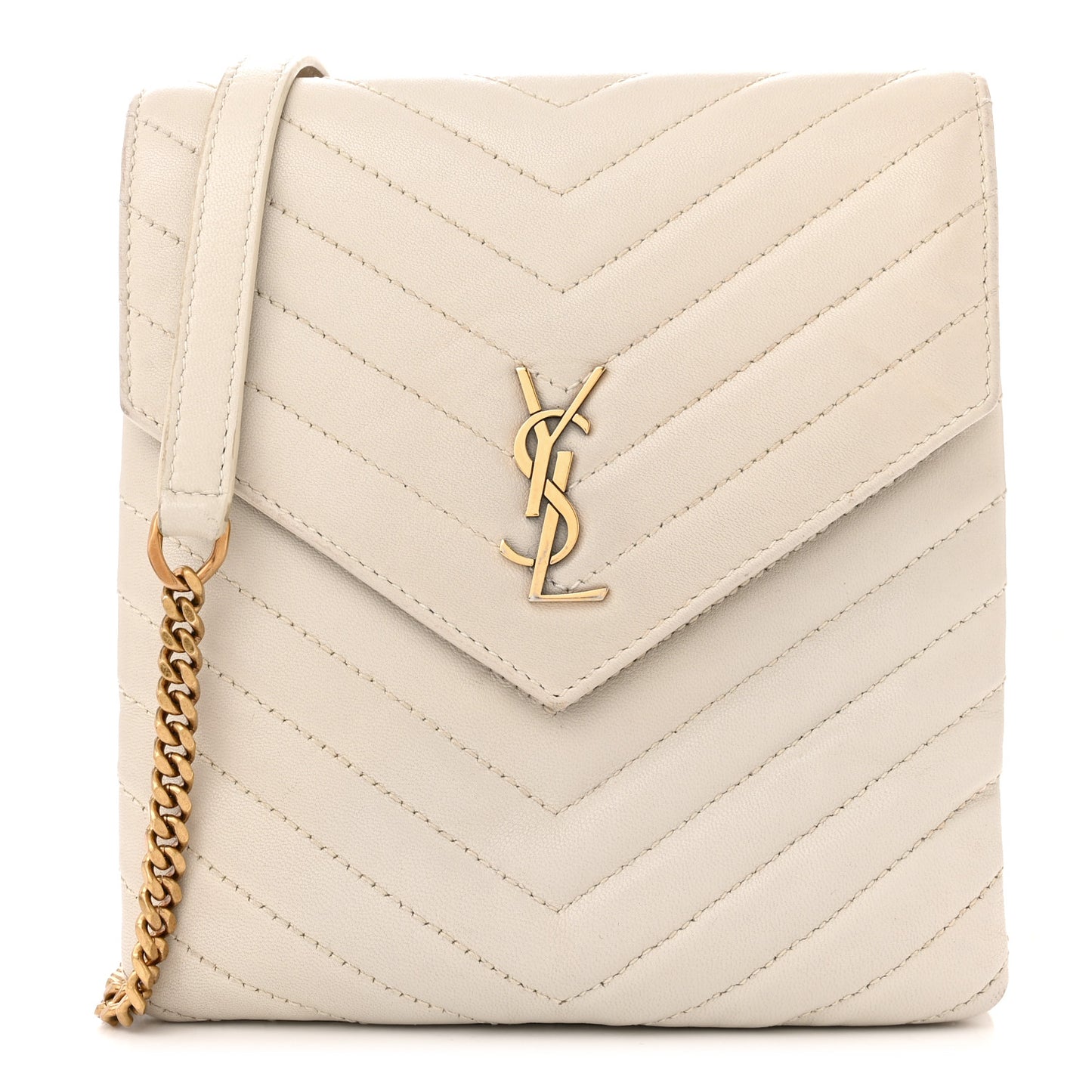 Lambskin Quilted Double Flap Bag Blanc Vintage