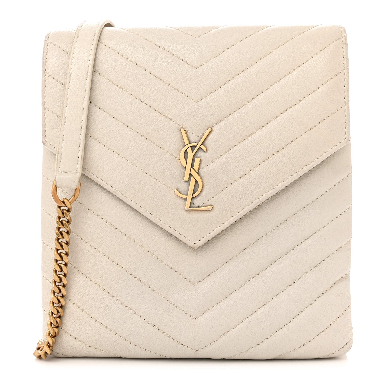 Saint Laurent Lambskin Quilted Double Flap Bag Blanc Vintage 1 of 14