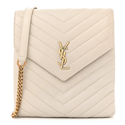 Saint Laurent Lambskin Quilted Double Flap Bag Blanc Vintage 1 of 14