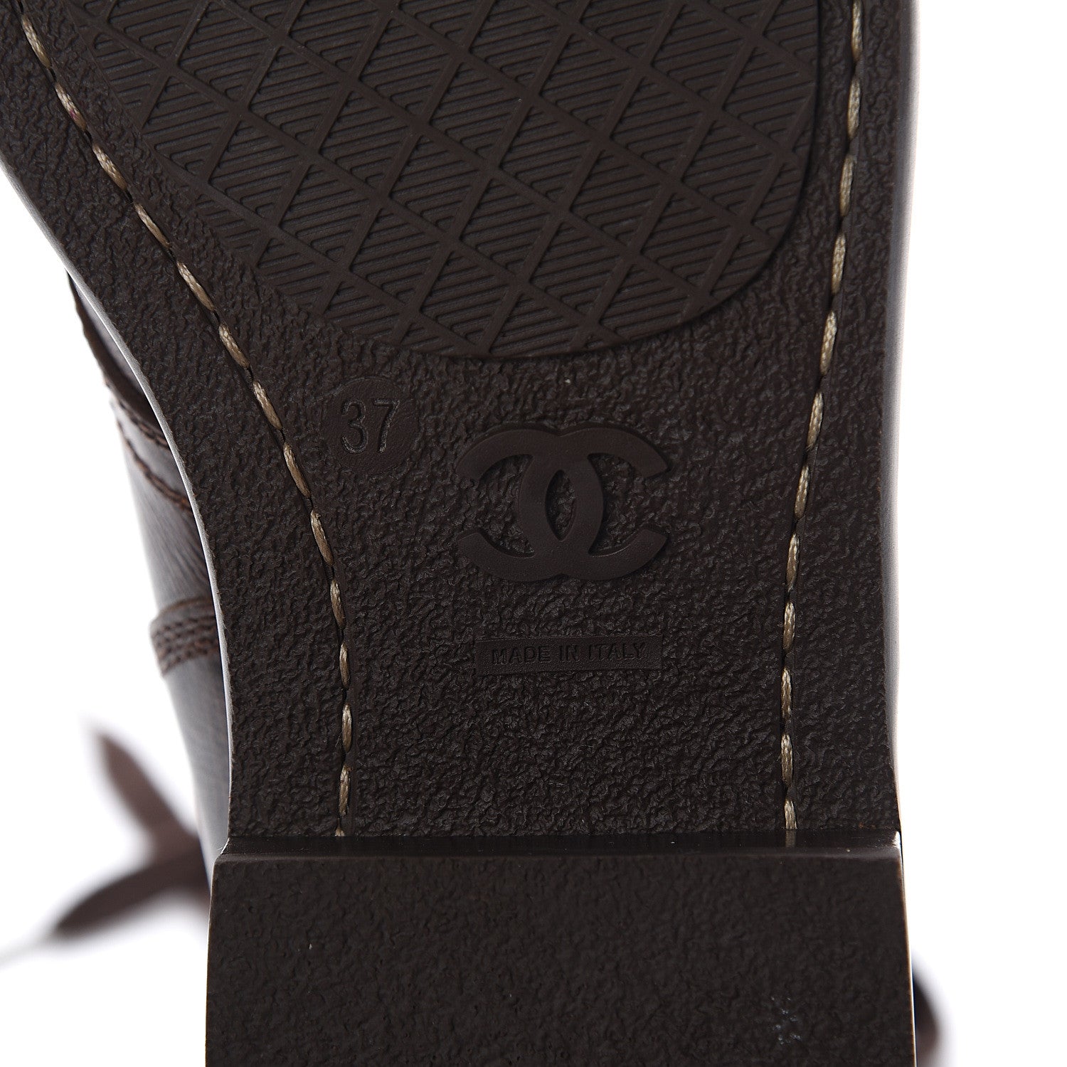 Chanel Calfskin Lace Up Combat Boots 37 Dark Brown 6 of 6