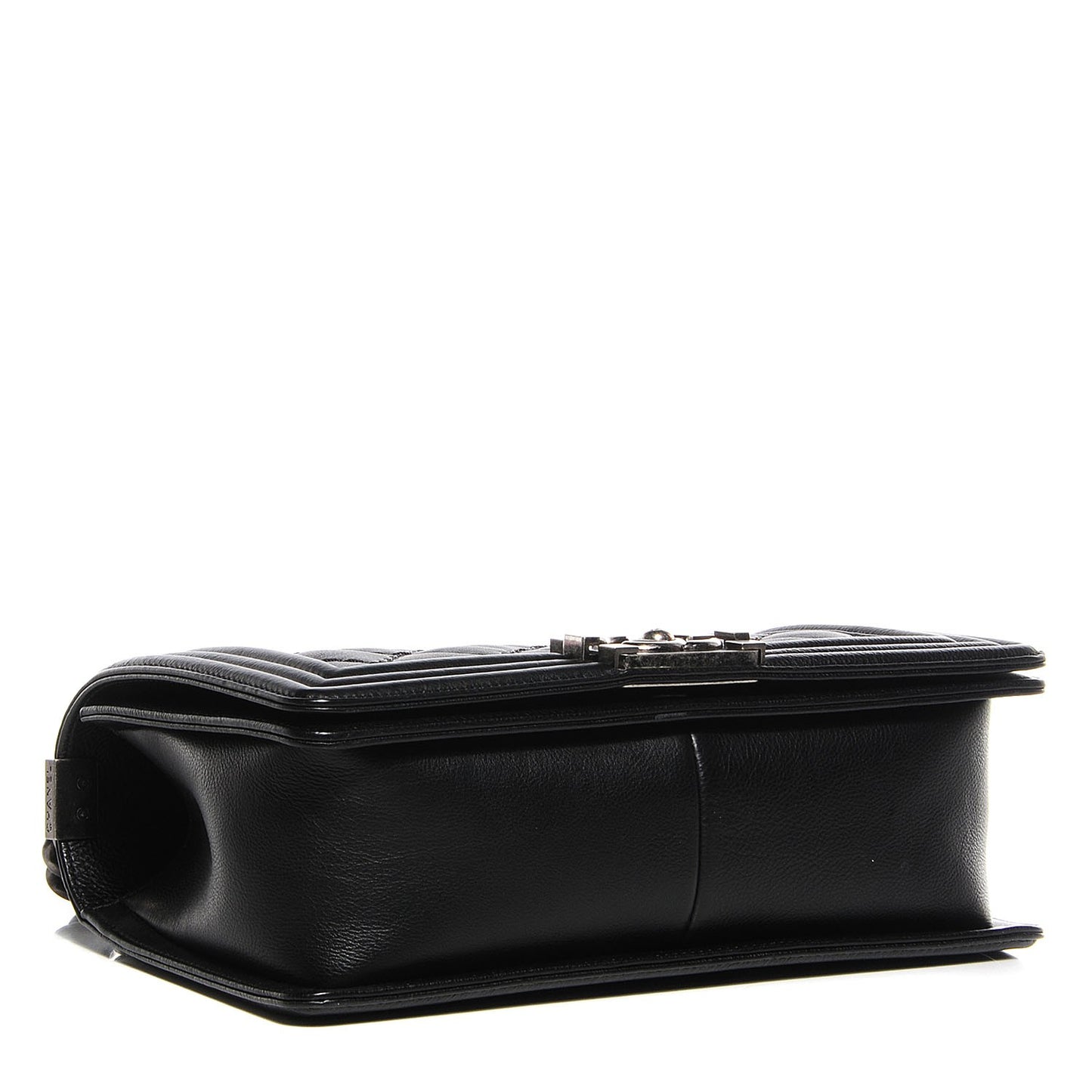 Calfskin Quilted Double Stitched Medium Boy Flap Black