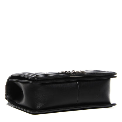 Chanel Calfskin Quilted Double Stitched Medium Boy Flap Black 4 of 8