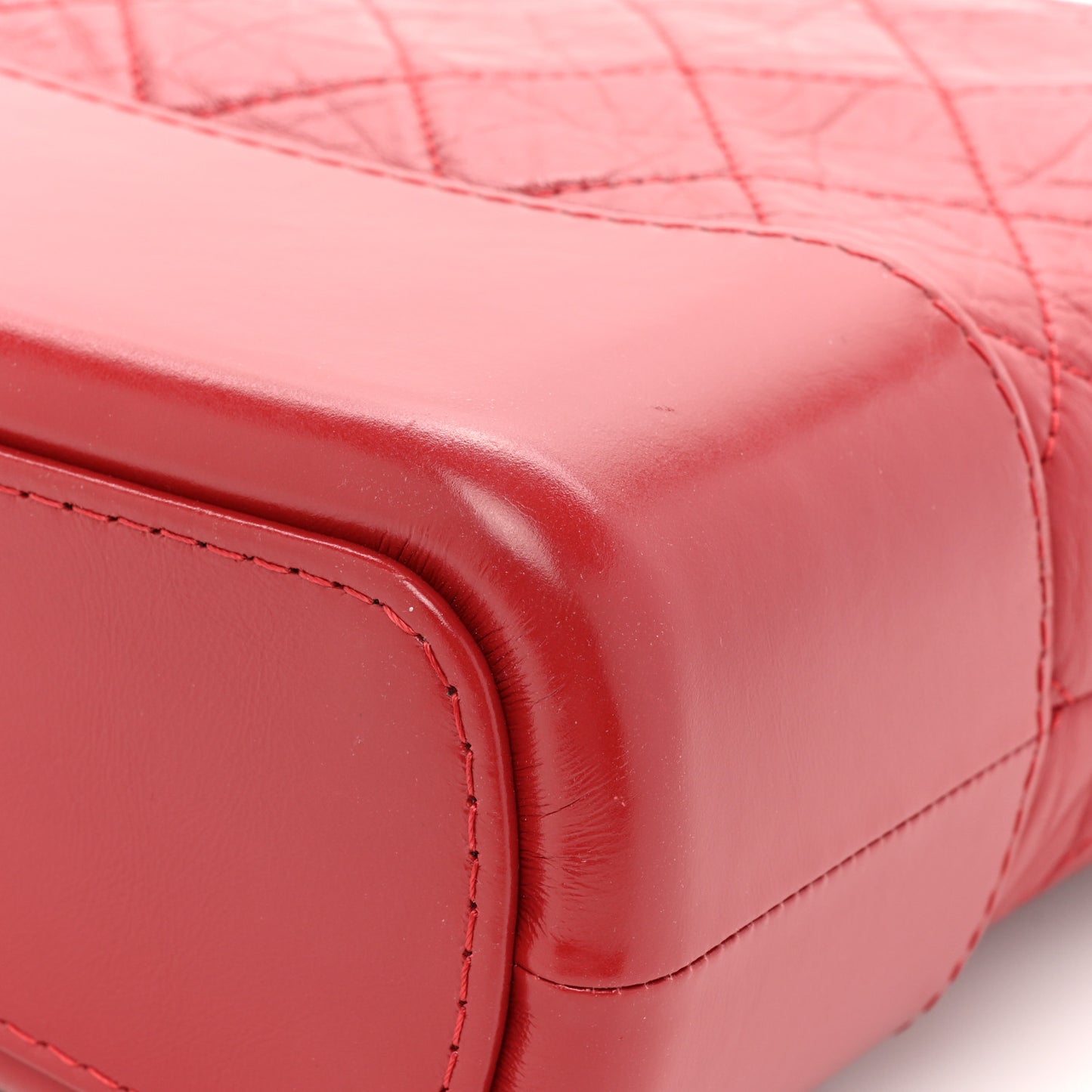 Aged Calfskin Quilted Small Gabrielle Logo Hobo Red