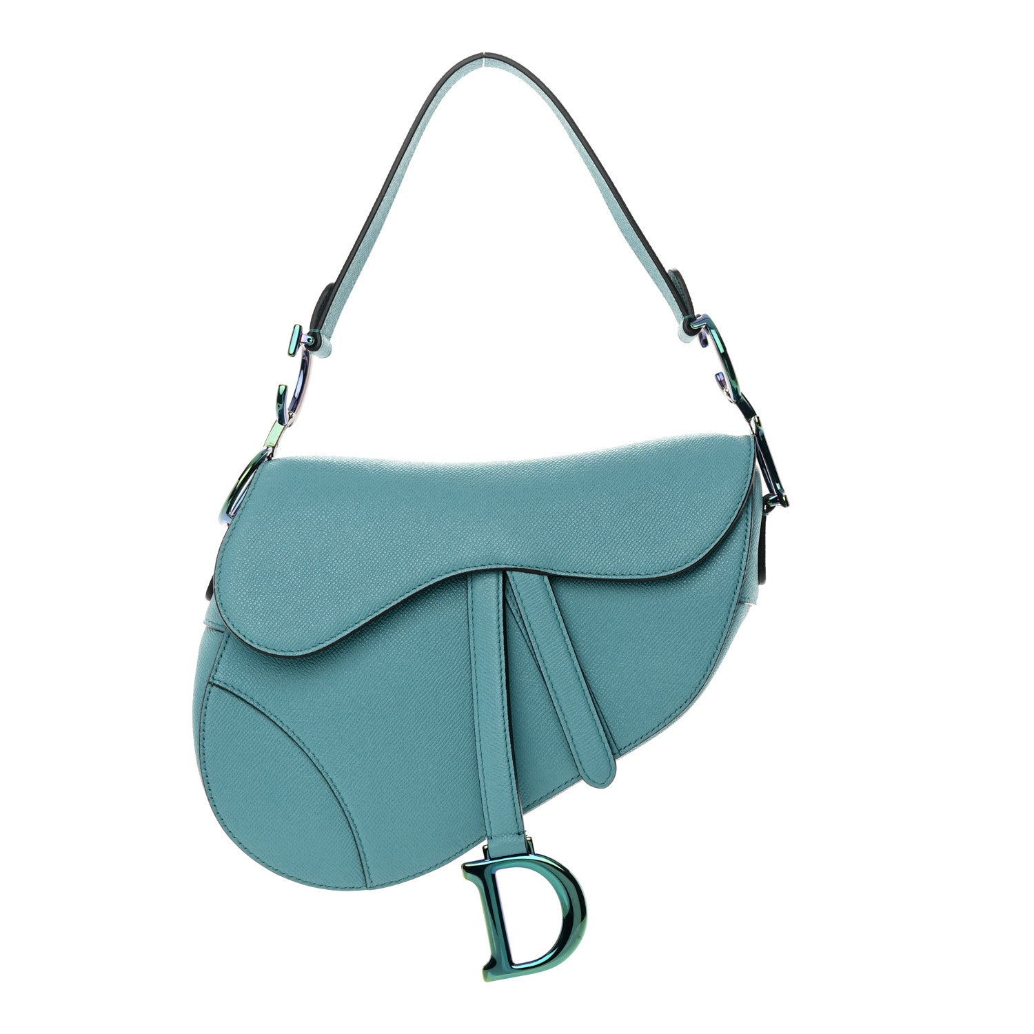 Christian Dior Grained Calfskin Saddle Bag Azure Blue 1 of 11