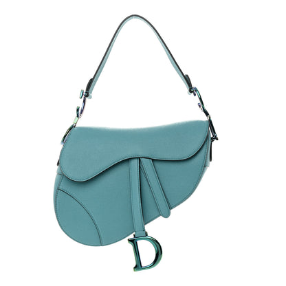 Christian Dior Grained Calfskin Saddle Bag Azure Blue 1 of 11