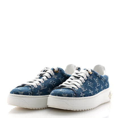 Louis Vuitton Denim Monogram Time Out Sneakers 37.5 Bleu Clair 3 of 12