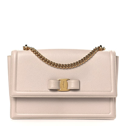 Salvatore Ferragamo Printed Calfskin Ginny Shoulder Bag New Bisque 1 of 9