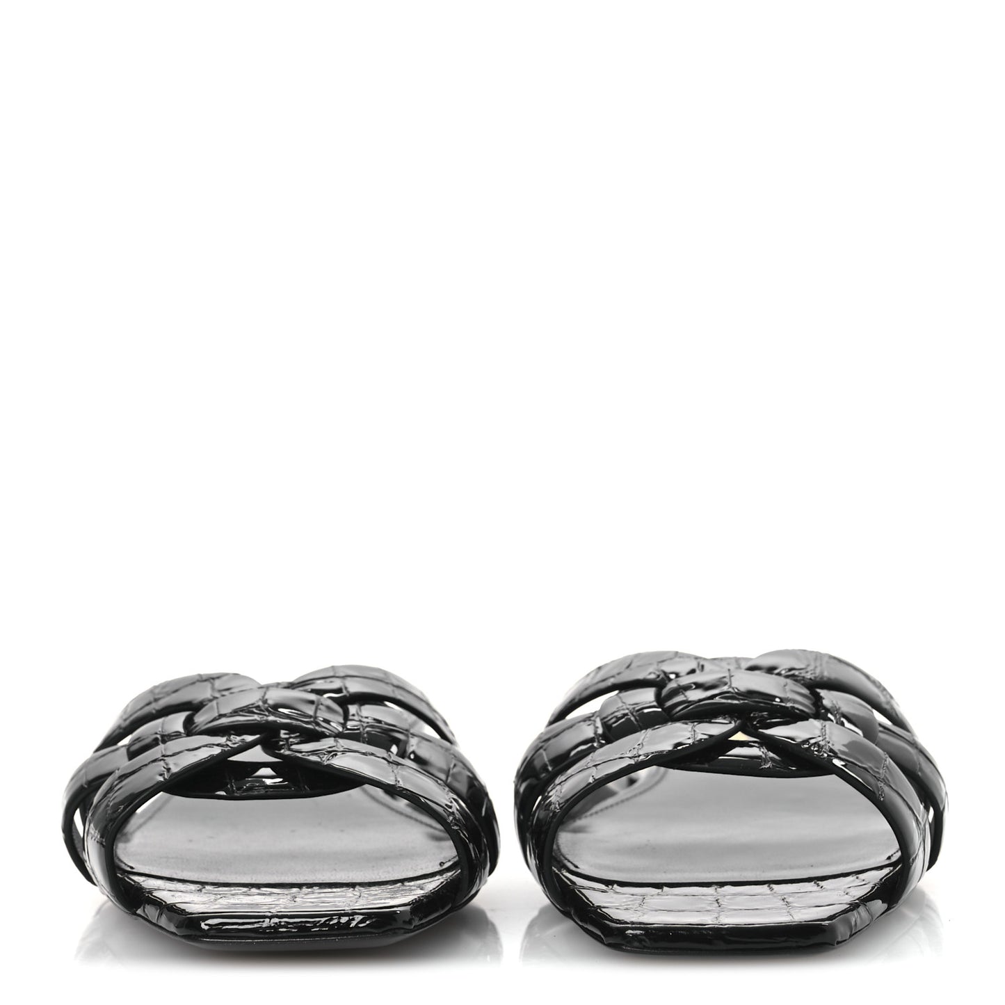 Patent Croc Embossed Tribute 05 Slide Sandals 37.5 Black