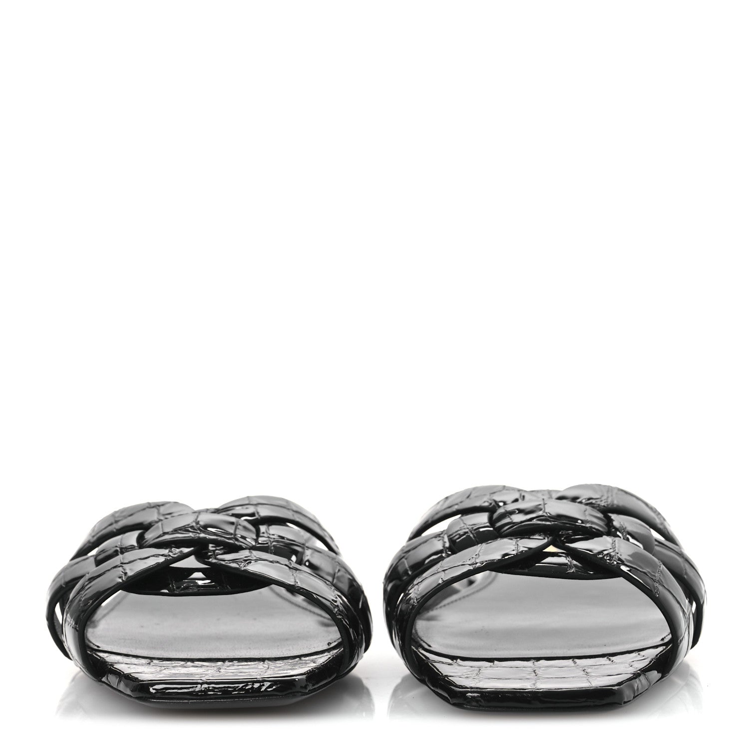 Saint Laurent Patent Croc Embossed Tribute 05 Slide Sandals 37.5 Black 4 of 11