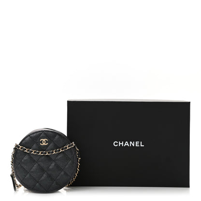 Chanel Iridescent Caviar Quilted Round Clutch With Chain Black 14 of 14