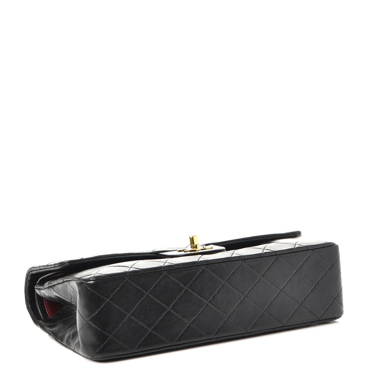 Lambskin Quilted Medium Double Flap Black