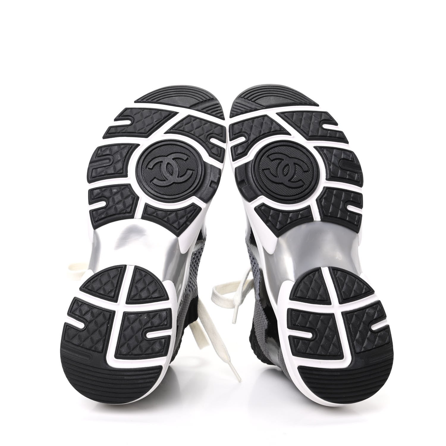 Chanel Fabric Calfskin Suede CC Womens Sneakers 35 Black Grey 5 of 8