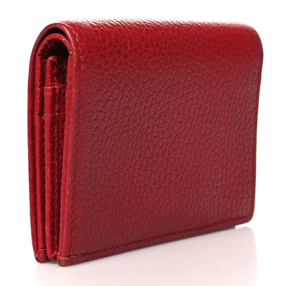 Gucci Pebbled Calfskin GG Marmont Card Case Hibiscus Red 3 of 13