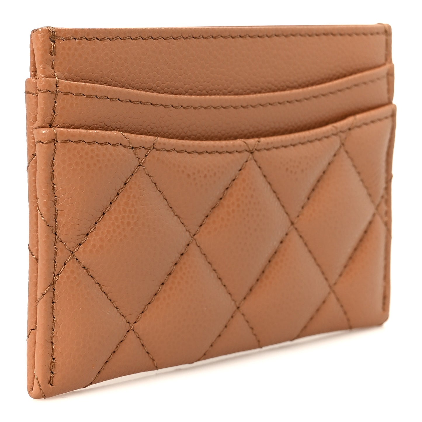Caviar Quilted Card Holder Brown