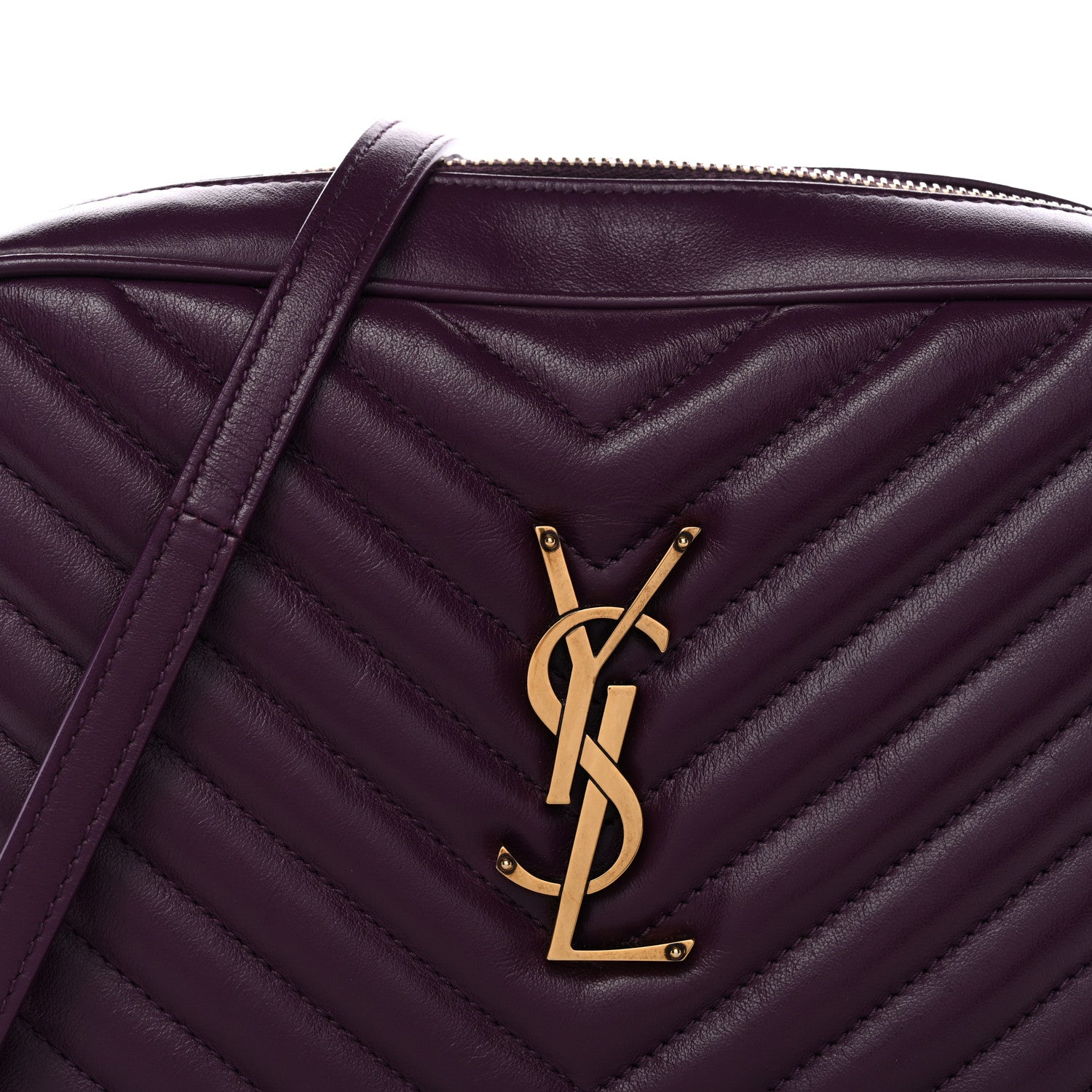 Saint Laurent Calfskin Matelasse Monogram Lou Camera Bag Purple