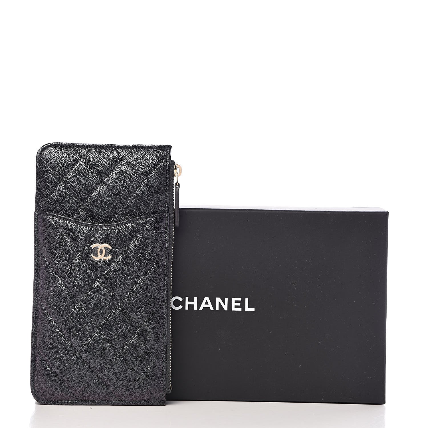 Chanel Iridescent Caviar Quilted Classic Flat Wallet Pouch Black 8 of 8