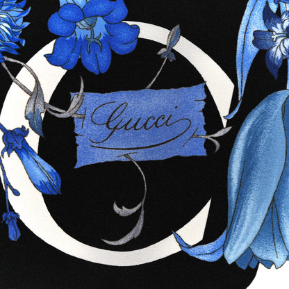 Gucci Silk Flora Square Scarf Blue 4 of 4