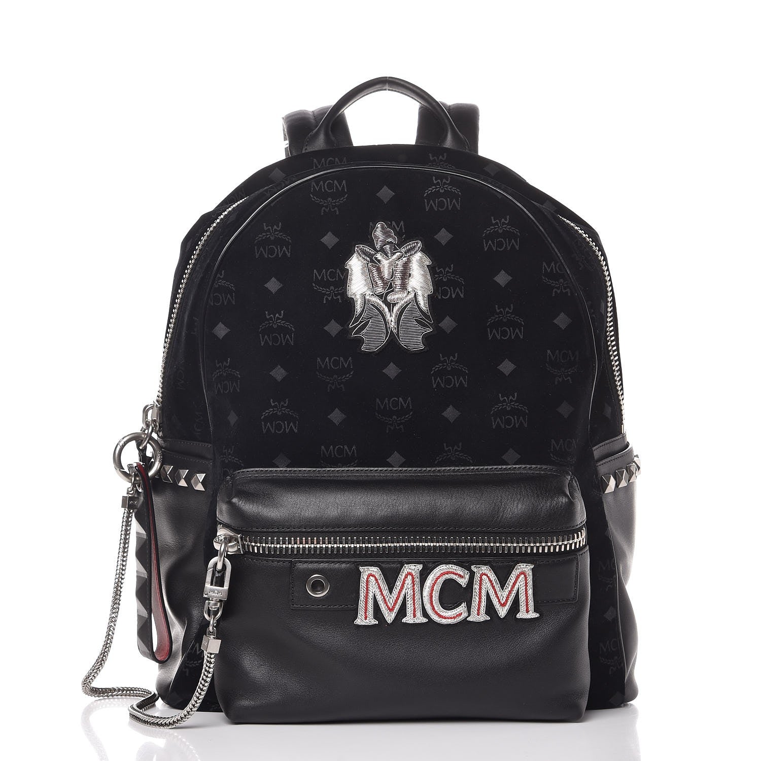 MCM Velvet Monogram Medium Stark Insignia Backpack Black 1 of 11