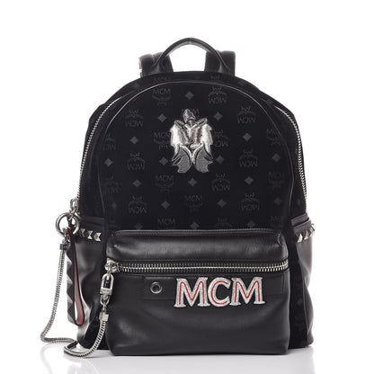 MCM Velvet Monogram Medium Stark Insignia Backpack Black 1 of 11