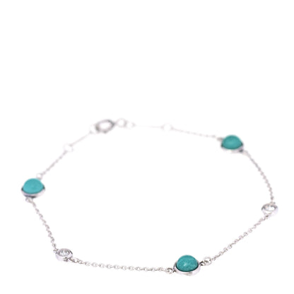 Tiffany Sterling Silver Diamond Turquoise Elsa Peretti Color By The Yard Bracelet 1 of 8