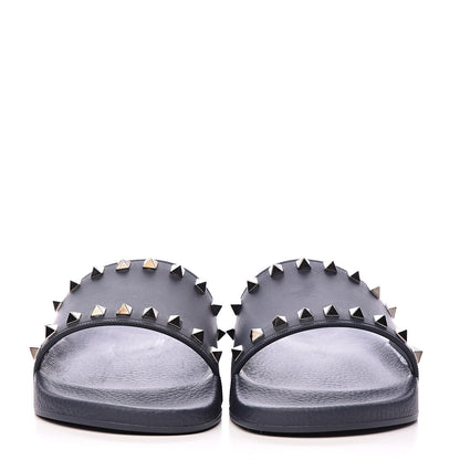 Valentino Garavani Rubber Rockstud Slide Sandals 40 Marine 2 of 10