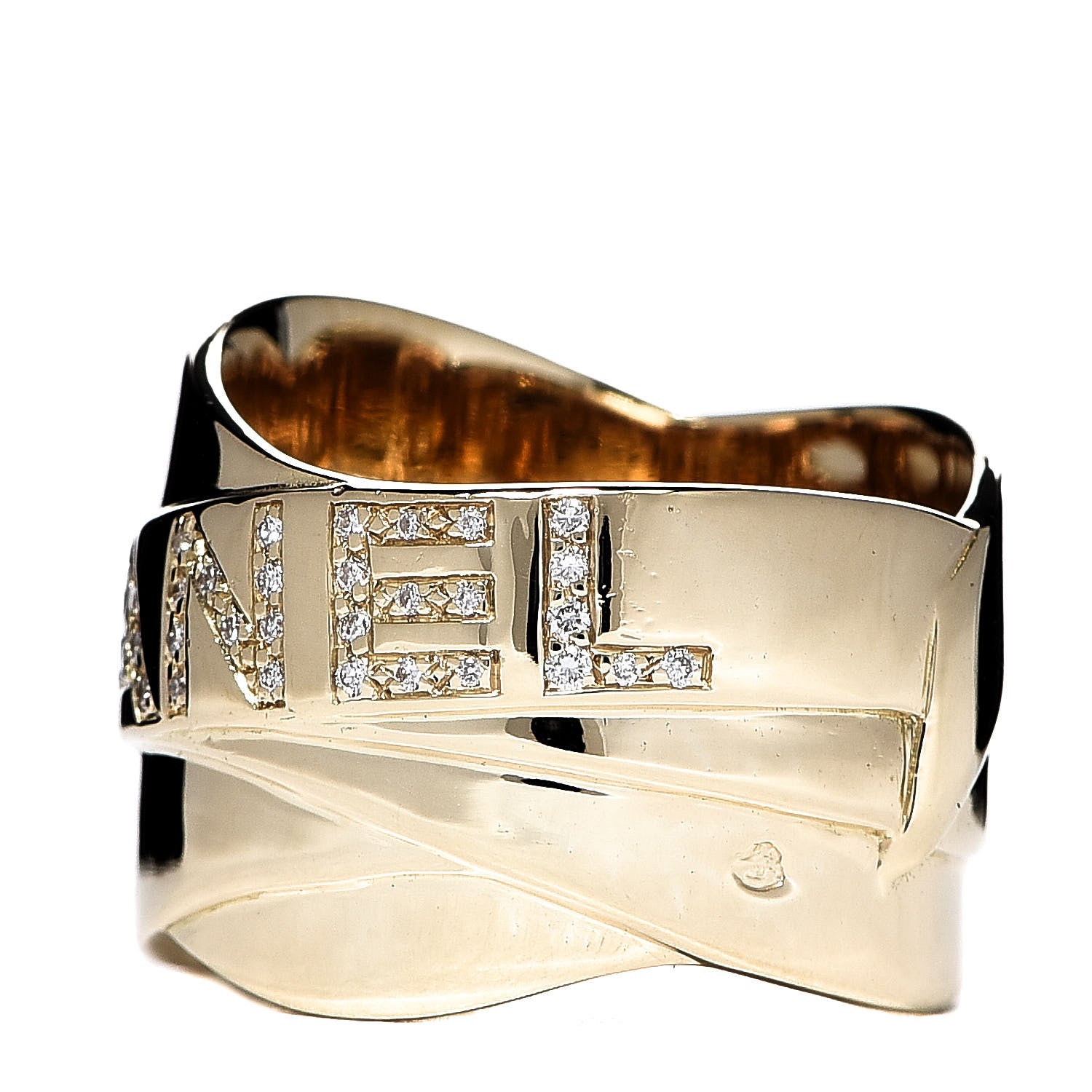 Chanel 18K Yellow Gold Diamond Bolduc Ring 49 4.75 3 of 7