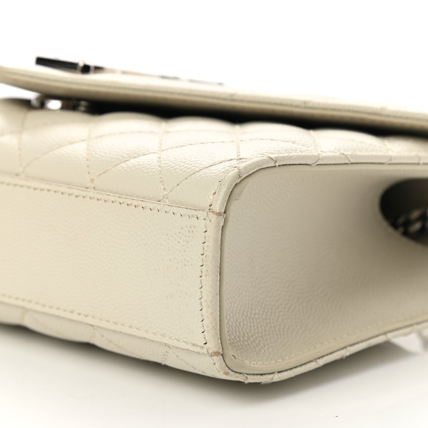 Grain De Poudre Textured Mixed Matelasse Triquilt Small Monogram Satchel Crema Soft