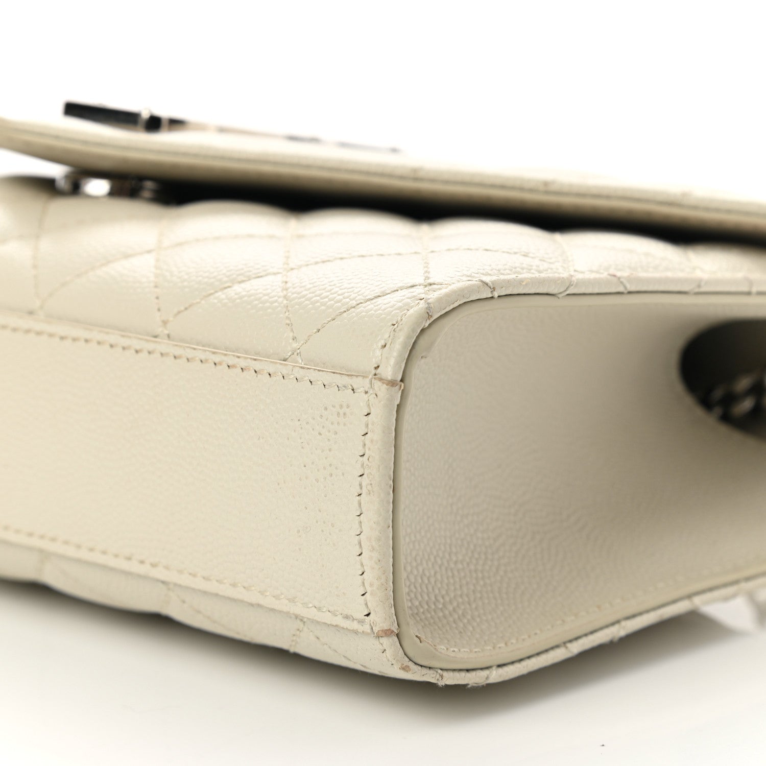 Saint Laurent Grain De Poudre Textured Mixed Matelasse Triquilt Small Monogram Satchel Crema Soft 10 of 11