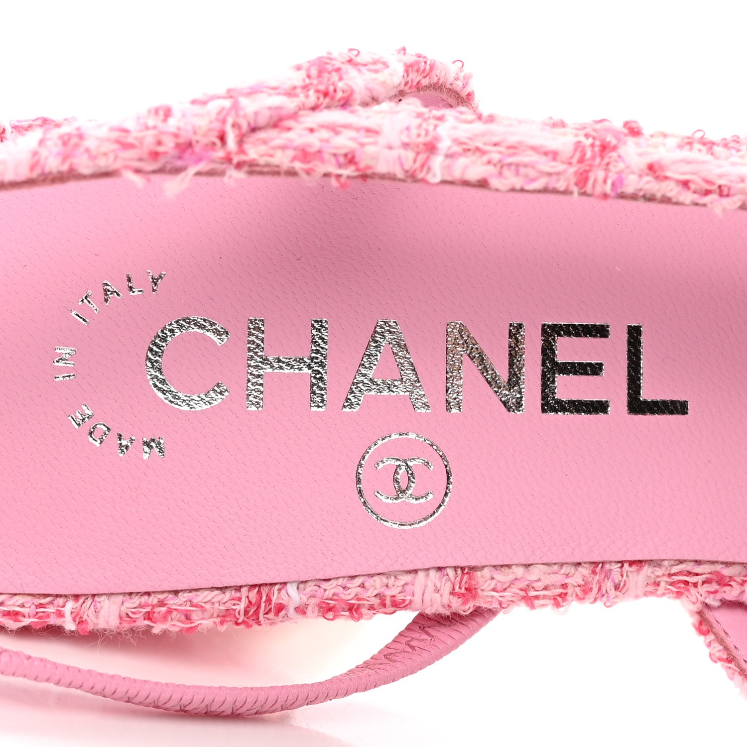 Chanel Tweed Grosgrain Cap Toe CC Slingback Pumps 37 Pink Black 7 of 13