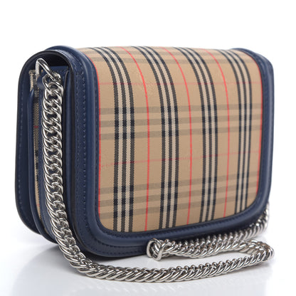 Burberry Smooth Calfskin 1983 Knight Check Link Shoulder Bag Ink Blue 3 of 8