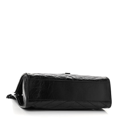 Saint Laurent Crinkled Calfskin Matelasse Monogram Medium Niki Shopper Tote Black 4 of 10