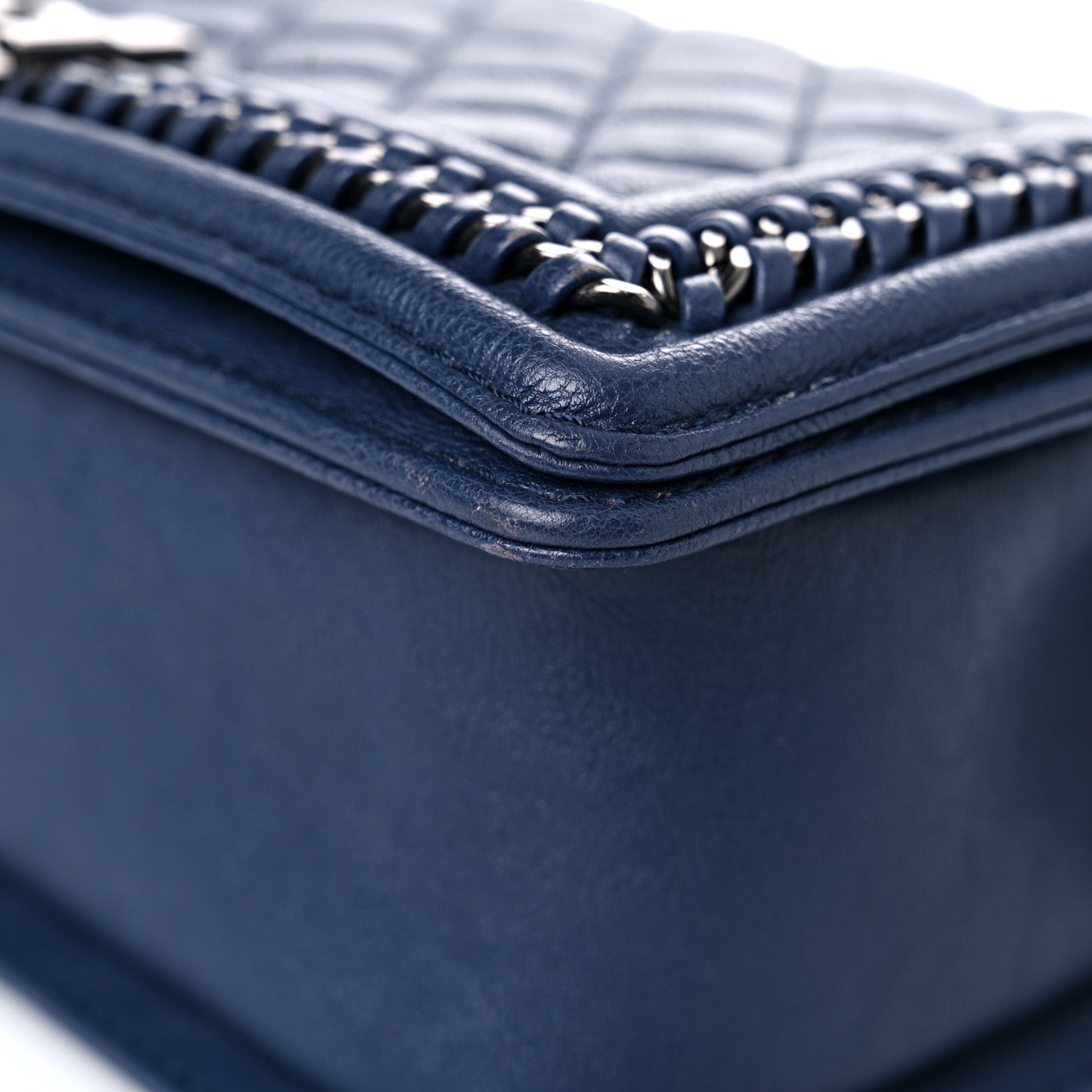 Chanel Calfskin Quilted Medium Top Handle Boy Flap Blue 9 of 14