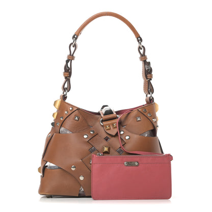 Prada Vitello Studded Cross Shoulder Bag Nocciolo 1 of 15