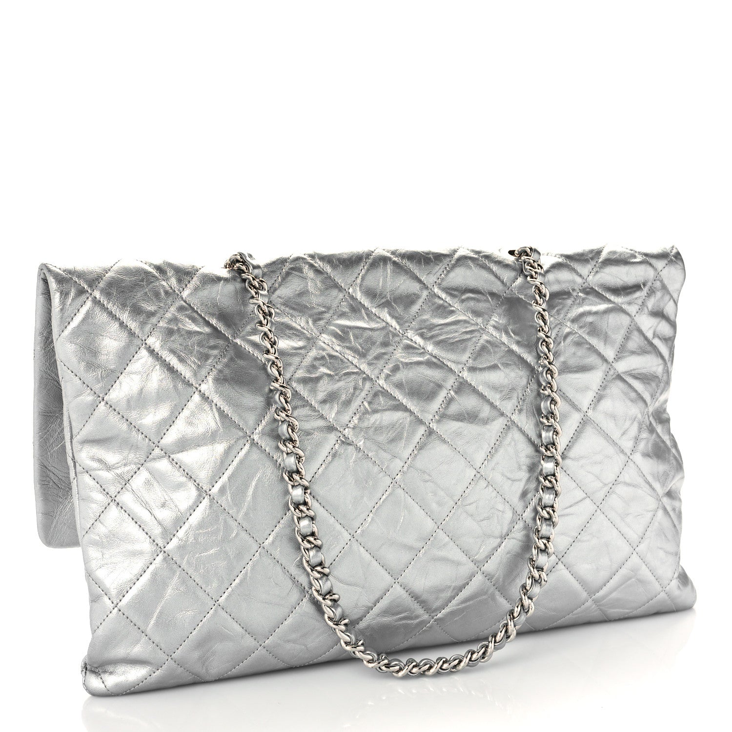 Chanel Metallic Crumpled Calfskin Big Bang Large Flap Bag Silver 3 of 9