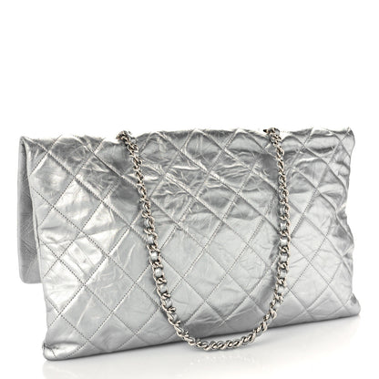 Chanel Metallic Crumpled Calfskin Big Bang Large Flap Bag Silver 3 of 9