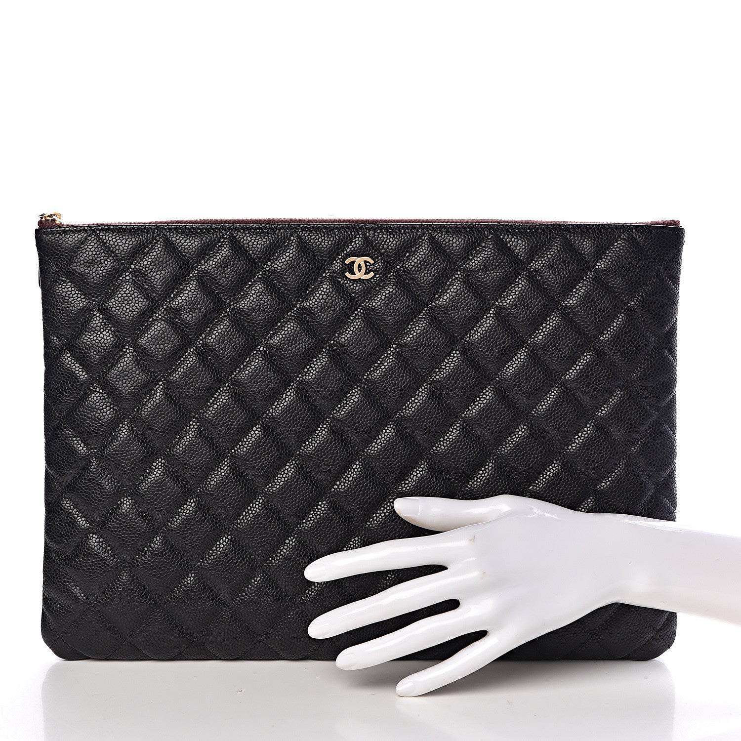 Chanel Caviar Quilted Large Cosmetic Case Black 2 of 7